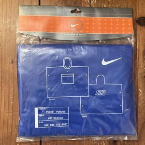 Nike Vintage Y2K Pocket Poncho Rain Wet Weather Blue (One Size Fits Most)